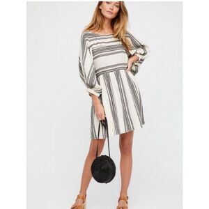 Free People Lilly Stripe Balloon 3/4 Sleeve Dress